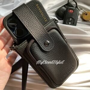 BANDOLIER Black on BLACK Leather OSFA Wallet Holster Case NEW! 15 pro max 14 13